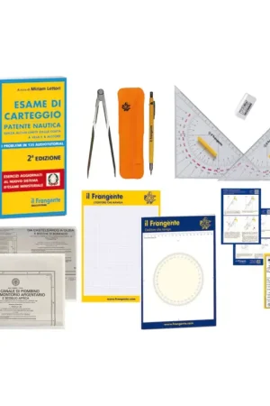 Vendita Finale Set Carteggio Navy per Patente Nautica – Manuale Esame, Blocco Millimetrato e Goniometrico