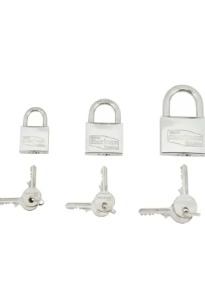 Compra Oggi Stesso Lucchetti acciaio inox 30 mm. in SET 3 pz. acciaio inox con master key