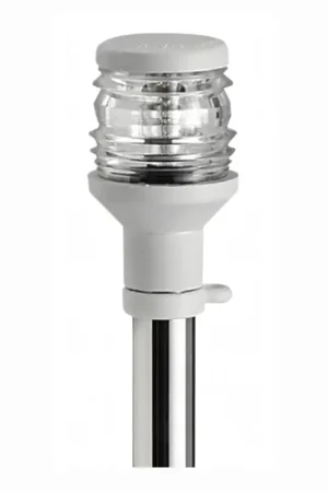 Ordina Subito Fanale di Fonda 360° su Asta Inox 100 cm Estraibile da Piano – Calotta Bianca