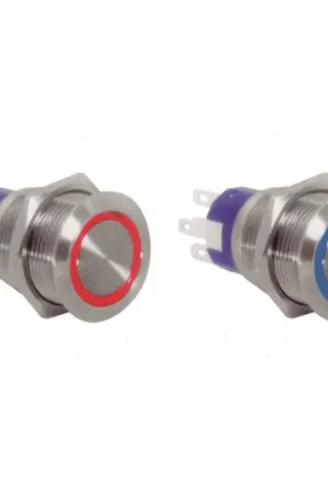Ultime Pezzi Interruttore a pulsante (ON)-OFF corpo inox led blu