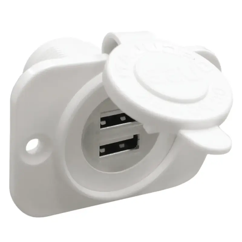 Presa da Incasso Doppia USB Bianca 12/24V – Presa USB 5V con Cappuccio per Barca Soddisfatti O Rimborsati