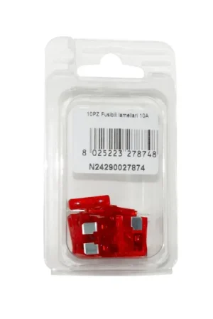 Kit 10 Fusibili lamellari 10A per Auto Camper Moto Scooter N24290027874 Ultime Pezzi