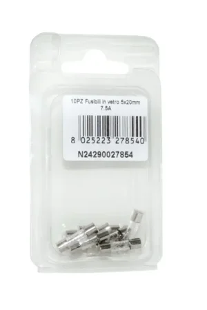 Kit 10 Fusibili in vetro 7.5A 5x20mm per strumentazione N24290027854 Prezzo Conveniente