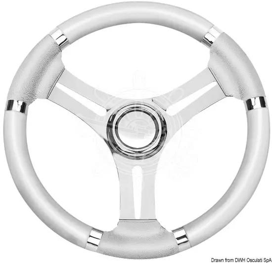 Volante bianco con razze inox mm.350 (45.151.03) Subito Disponibile