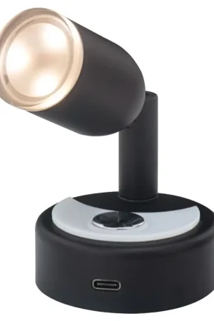 Faretto LED snodato con presa USB-C - nero - Di Tendenza