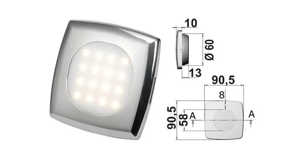 Spedizione Espresso Faretto Square 16 Led