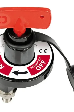 Di Tendenza Staccabatteria Heavy Duty MKII con Cappuccio Stagno in PVC e Doppia Chiave - Policarbonato Nero, Fissaggio su Flangia, Omologato CE per Nautica e Vela