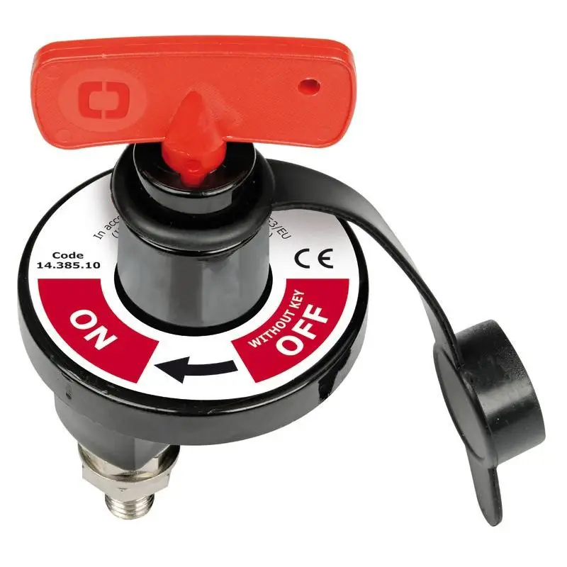 Di Tendenza Staccabatteria Heavy Duty MKII con Cappuccio Stagno in PVC e Doppia Chiave - Policarbonato Nero, Fissaggio su Flangia, Omologato CE per Nautica e Vela