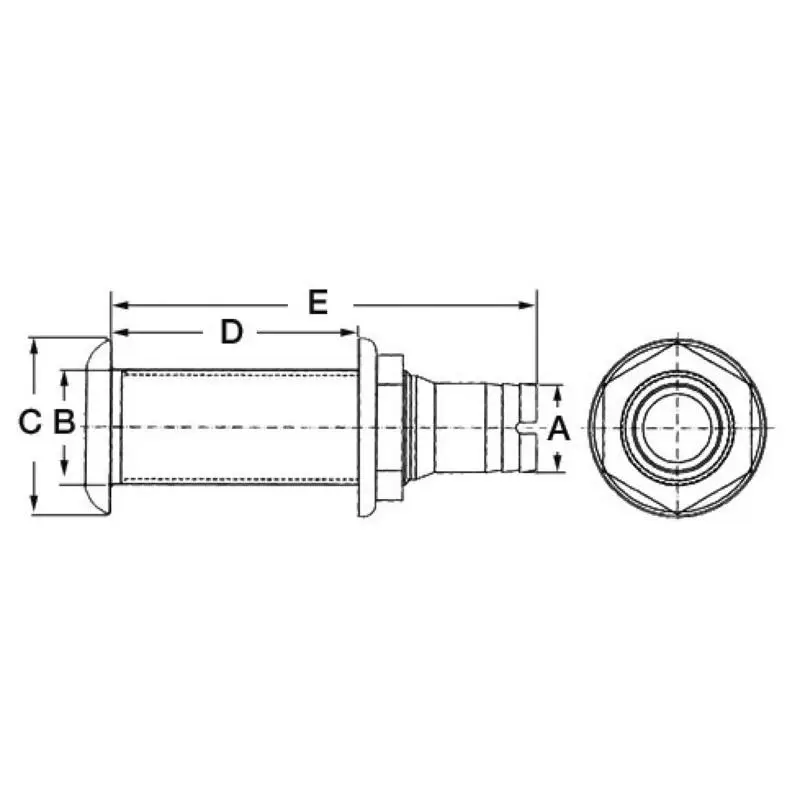 Direttamente Dal Produttore Scarico in Nylon 1 3/8 mm Tipo Lungo per Nautica - Osculati 19/20 in Nylon/Fibra di Vetro