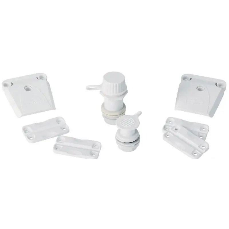 Spedito Oggi Kit di Ricambi Completo per Ghiacciaie IGLOO - 4 Cerniere, 2 Ganci di Chiusura, 2 Tappi di Scarico e 24 Viti Inox per Riparazioni Nautiche