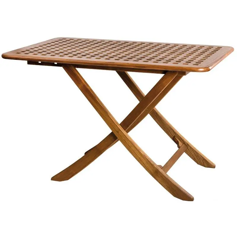 Promozione Esclusiva Tavolo Pieghevole in Teak 125x80 cm Regolabile a 3 Altezze per Nautica e Outdoor