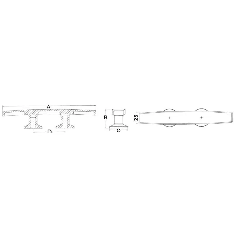 Ordina Subito Bitta Skandy 145 mm in acciaio inox AISI 316 lucidato a specchio con fissaggio a 2 prigionieri per barche e nautica