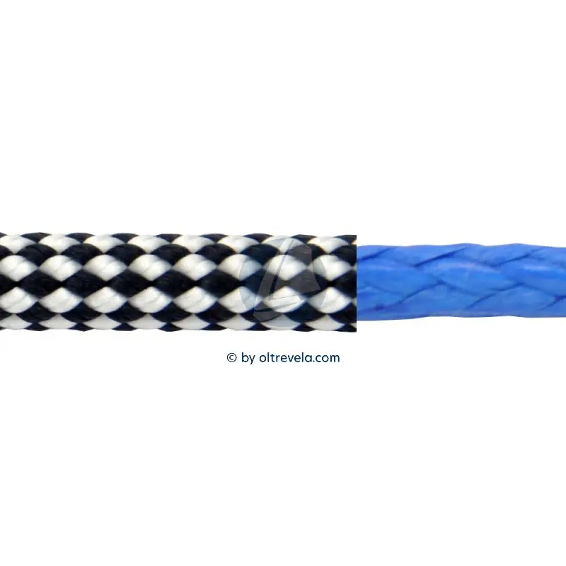 Novità Bobina 100 metri doppia treccia in Dyneema SK78 con calza in Poliestere Dinghy Control Ø5mm blu