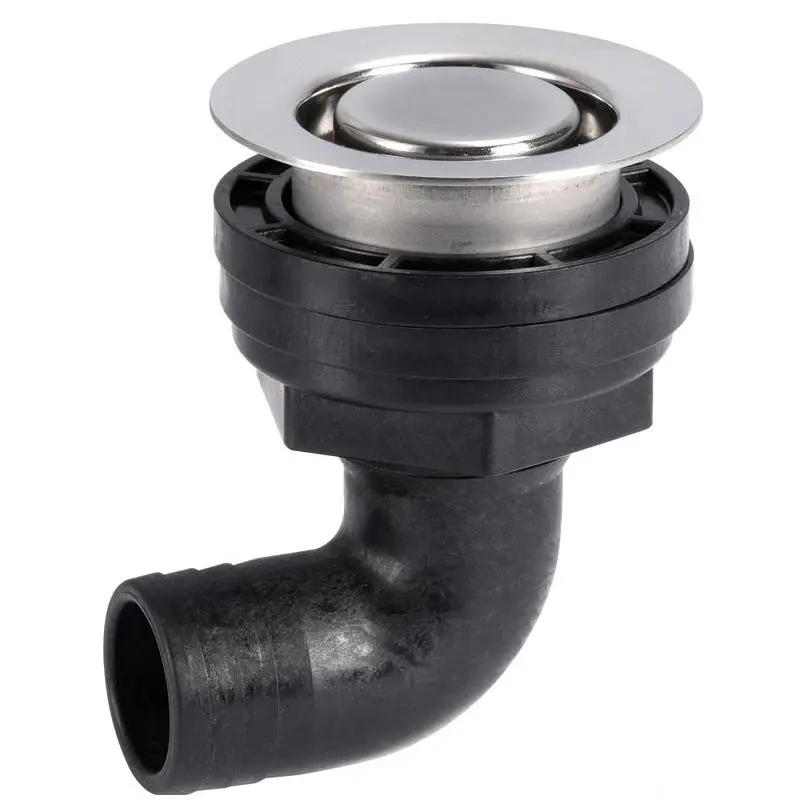 Compra Online Scarico Inox 90° con Filtro Removibile - Corpo in Fibra Acetilica Rinforzata e Testa in Acciaio Inox 316