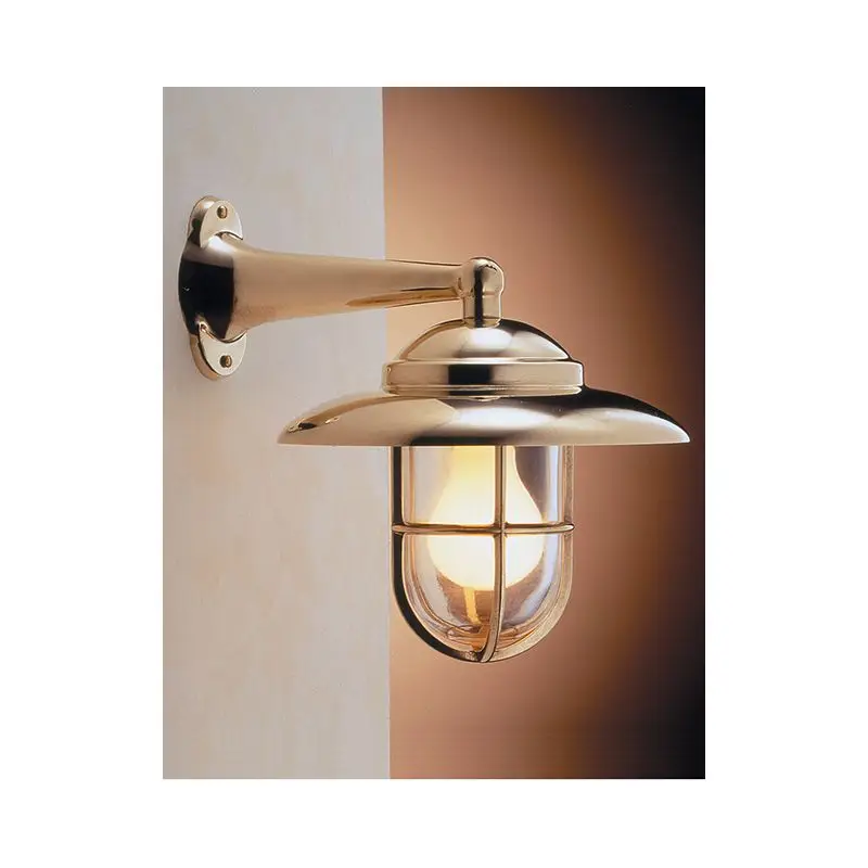 Solo Oggi Lampada Applique in Ottone Lucido Foresti e Suardi con Diffusore Sabbiato o Trasparente E27 220-240 Max 52 W - Design Elegante per la Nautica