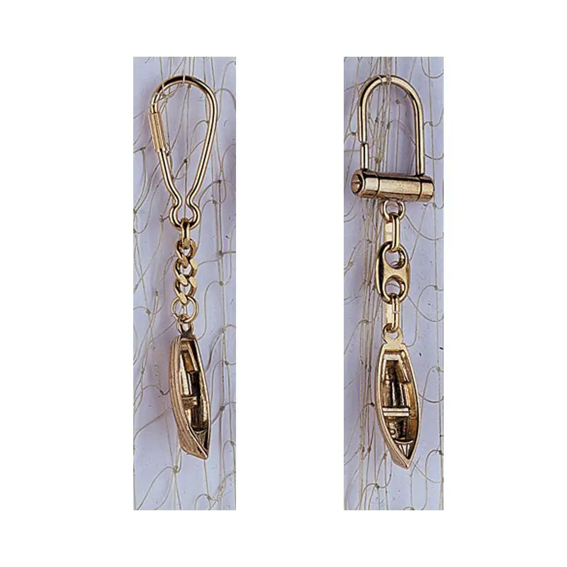 Acquista Ora Portachiavi con Barca in Ottone Lucido - Foresti e Suardi - Elegante Accessorio Nautico con Moschettone e Maglia Marina