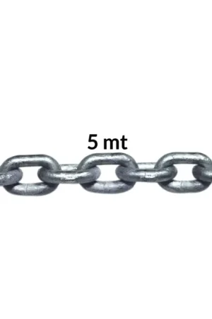 Catena Zincata Genovese Ø 6 mm - 5 m, Maglia DIN 5685, Carico di Rottura 1900 Kg, Peso 0,80 Kg/m per Nautica e Barche Offerta Del Giorno