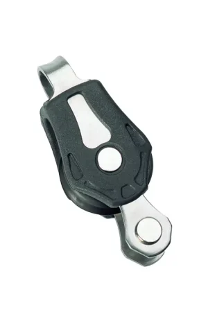 Professionale Bozzello Fisso Singolo con Arricavo Ø 5 mm - Max Carico Lavoro 275 kg - Ideale per Nautica e Vela - Dimensioni Puleggia 20 x 8 mm - Lunghezza 52.2 mm