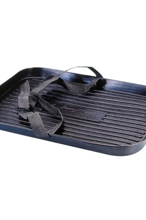 Vaschetta Portaserbatoio/Batteria in Plastica Resistentes - Cinghia Regolabile e Ponticelli per Ancoraggio - 48,5x34x3,5 cm - Colore Nero Reso Gratuito