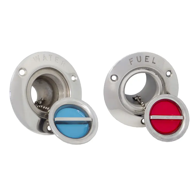 Popolare Tappo Fuel Inox Ø 50 mm con Maniglietta e Catenella di Sicurezza - Acciaio Inox AISI 316 Lucidato a Specchio per Imbarcazioni