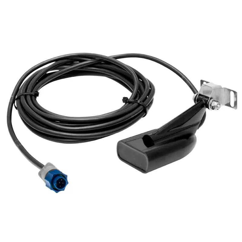Super Prezzo Trasduttore Poppa Quadri Frequenza 83/200/455/800 kHz con Sensore di Temperatura e Cavo da 6 mt - Compatibile con Lowrance e Simrad (Connettore Blu 7 Pin)