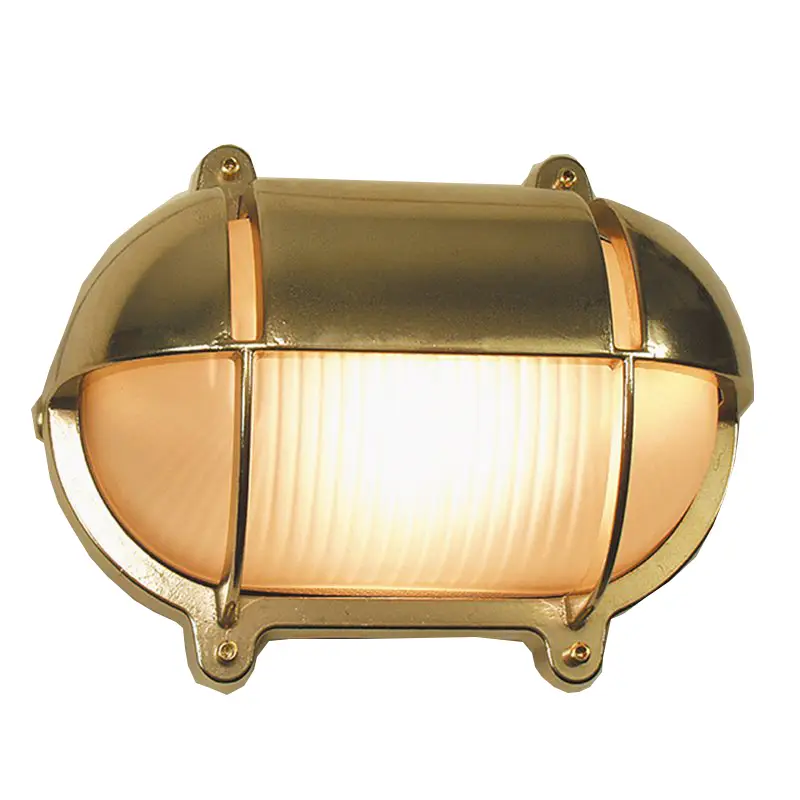 Tartaruga Ovale in Ottone con Schermo a Visiera - Dimensioni 182x140x110 mm, 40W - Ideale per Illuminazione Nautica e Decorativa Offerta