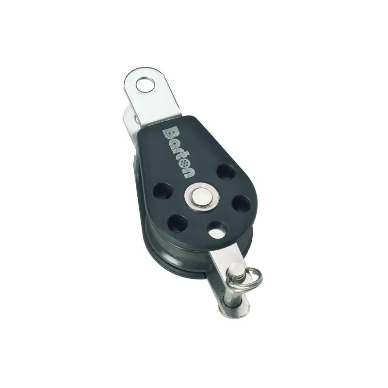 Bozzello Singolo Fisso Ø 8 mm con Perno Sfilabile e Arricavo - Carico di Lavoro 355 kg - Carico di Rottura 710 kg - Dimensioni Puleggia 30 x 12 mm - Lunghezza 66 mm - Nautica Vela Barche Compra Oggi Stesso