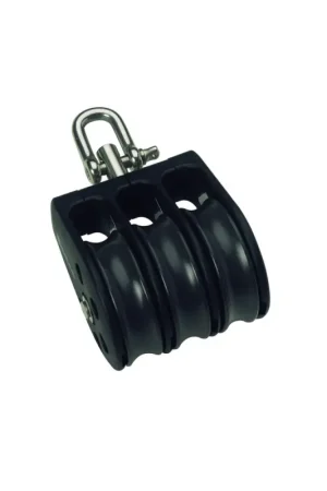 Bozzello Triplo Girevole Barton Marine - Ø Cima Max 8 mm, Carico Max 355 kg, Dimensioni Puleggia 30x12 mm, Lunghezza 73 mm Nuova Collezione