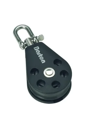 Bozzello Girevole Barton Marine Ø 8mm - Max Carico 370kg, Carico di Rottura 740kg, Puleggia 35x12mm, Lunghezza 80mm - Serie 2 per Vela e Nautica Non Perdere