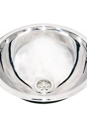 A Buon Prezzo Lavello Semisferico in Acciaio Inox Lucidato Ø 330 mm con Piletta di Scarico e Tappo per Barche e Yacht
