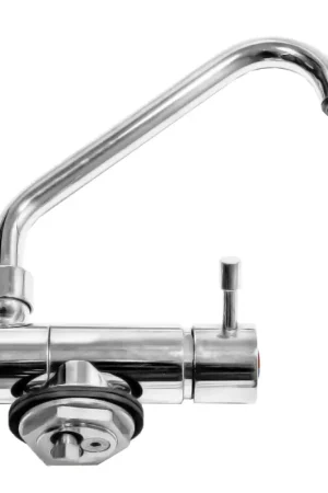 Rubinetto Miscelatore in Ottone Cromato con Cannella Abbattibile e Girevole - Completo di Flessibili 3/8 per Nautica e Barche Must-Have