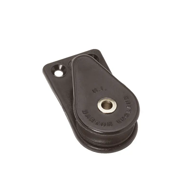 Bozzello Fissaggio in Piano Ø 8 mm - Bozzello Singolo Serie 1 con Arricavo, max Carico Lavoro 355 kg - Dimensioni Puleggia mm. 30 x 12, Lunghezza mm. 55 - Barton Marine. Compra Online