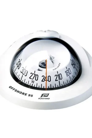 Bestseller Bussola Offshore 95 Bianca con Rosa Conica - Illuminazione LED 12-24 V per Barche a Motore 6-10 mt - Installazione ad Incasso Orizzontale