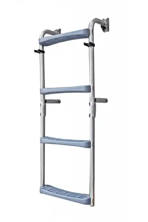 Acquista Ora Scaletta Pieghevole in Acciaio Inox AISI 316 - 4 Gradini Antisdrucciolo con 2 Fissi e 2 Mobili per Specchi Poppieri (MM. 785x290)