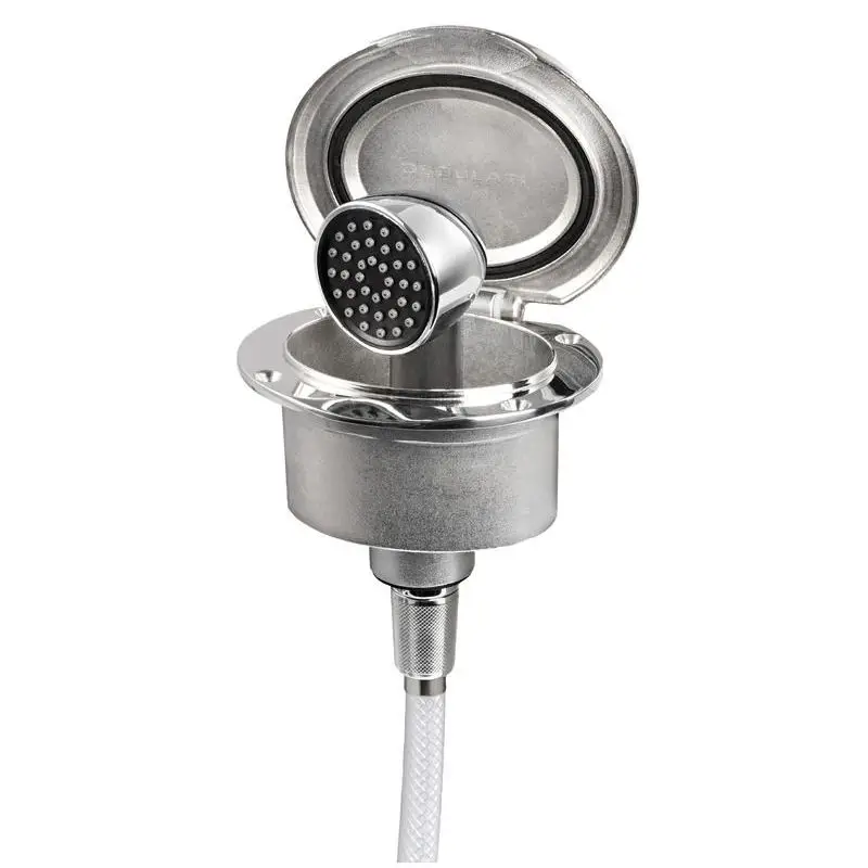 Subito Disponibile Box Elissa Inox con doccia e tubo PVC 2,5 m - Vano doccia in acciaio inossidabile AISI 316 con sportello autoreggente e doccia Keji II Continuum Flow