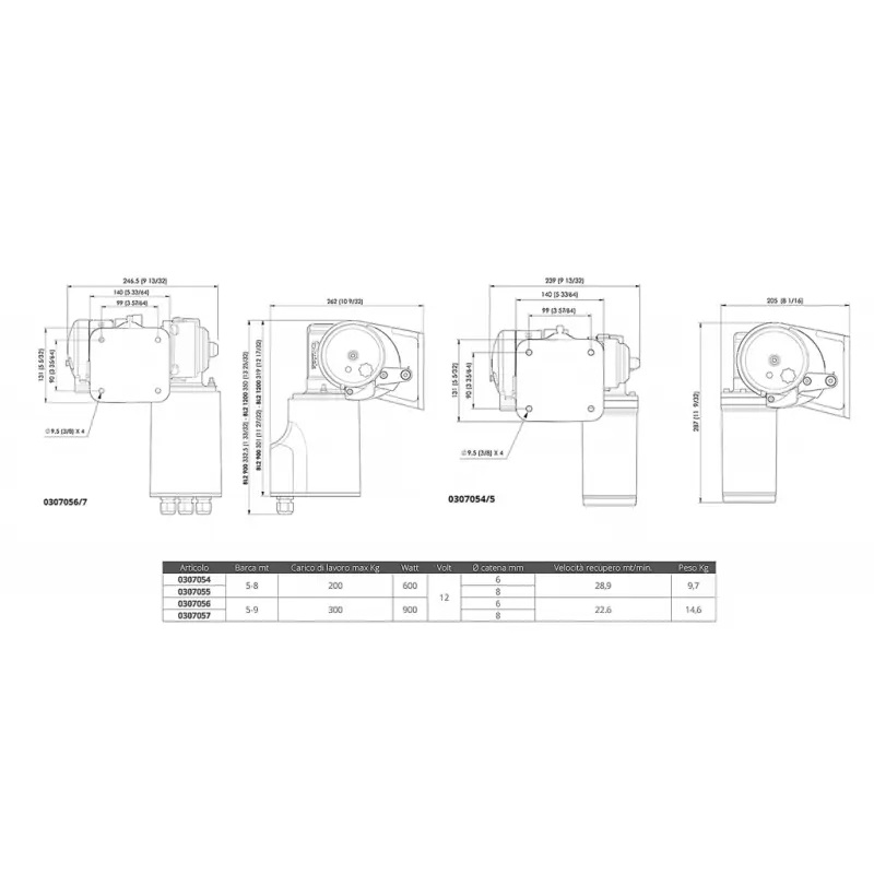 A Buon Prezzo Salpa Ancora Orizzontale Quick BL2 12 V 600W B.6 in Acciaio Inox AISI 316 e Bronzo Cromato con Sistema di Caduta Libera e Control Box