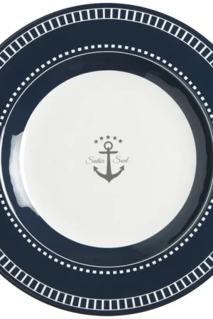 Di Tendenza Set di 6 Piatti da Dessert "Sailor Soul" in Melamina - Ø 20,5 cm, Design Martellato, BPA Free, Lavabili in Lavastoviglie - Eleganza Nautica per la Tua Tavola