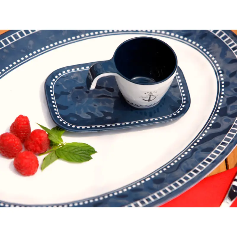 Set da Caffè Sailor Soul in Melamina - 6 Tazze da Caffè Ø 6 cm Design Martellato Blu Navy e Bianco, BPA Free, Lavabili in Lavastoviglie - Eleganza Nautica per la Tua Tavola. Novità