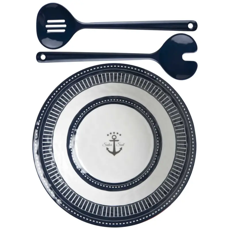 Direttamente Dal Produttore Insalatiera Ø 27,5 cm Serie Sailor Soul - Design Martellato in Melamina BPA Free per Barche e Nautica, Lavabile in Lavastoviglie