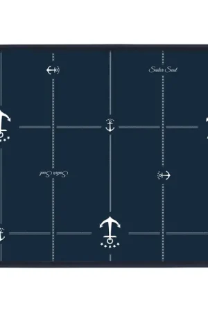 Vendita Finale Vassoio Rettangolare Serie Sailor - 40 x 30 cm in Melamina Blu Navy e Bianco, Effetto Porcellana, BPA Free, Lavabile in Lavastoviglie