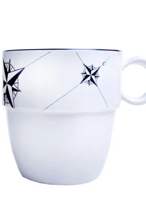 Economico Tazze Mug Northwind - Set di 6 Pezzi in Melamina Blu Navy e Bianco - Ø 8,3 cm x 9h - Lavabili in Lavastoviglie e Antiscivolo - Ideali per la Nautica