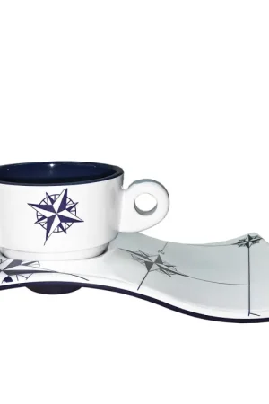 Tazze da Caffè Northwind - Set da 6 Pezzi in Melamina Ø 6,5 cm - Design Antiscivolo Blu Navy e Bianco, Lavabili in Lavastoviglie Bestseller