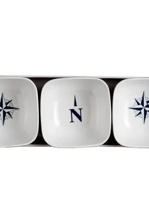 Set Aperitivo Northwind in Melamina - 4 Pezzi, Dimensioni 27 x 9 cm, Lavabile in Lavastoviglie, Antiscivolo, Color Blu Navy e Bianco Prezzo Scontato