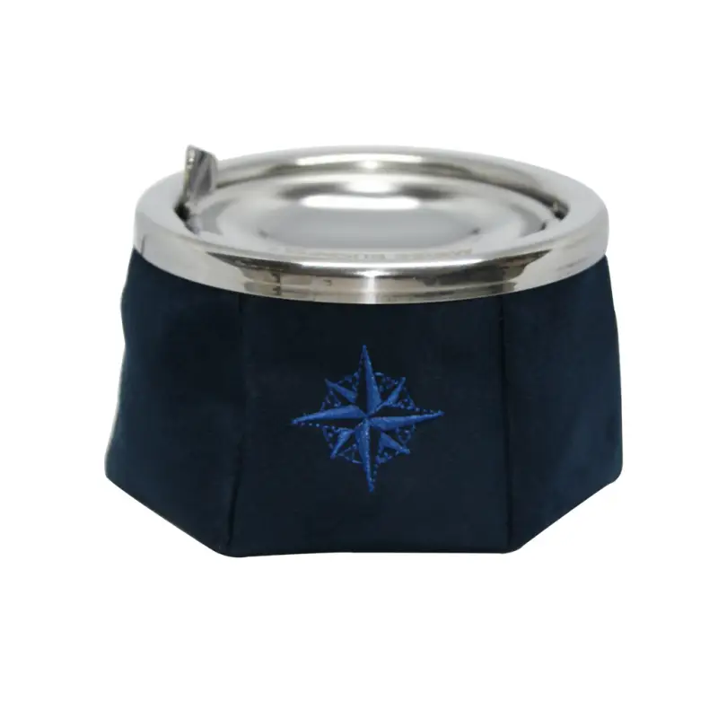 Ultima Occasione Posacenere Windproof Blu - Ø 11,5 cm x 9h in Acciaio Inossidabile e Polipiel per Uso Nautico