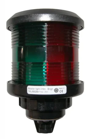 Fanale Bicolore Serie 35 - Fanale di Via Omologato R.I.Na. e MED 96/98 per Imbarcazioni Commerciali, Policarbonato Nero Rinforzato, Staffa Inox, Stagno IP56 Consegna Rapida