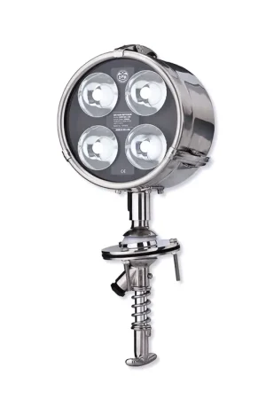 Esclusivo Proiettore LED DHR Ø 180 mm in Acciaio Inox AISI 316L - Regolabile con Giunto Sferico, Fascio Bianco Stretto, IP56 Stagno per Velieri e Barche Nautiche