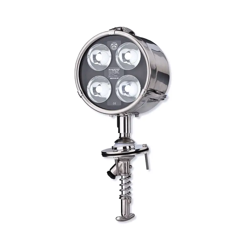 Esclusivo Proiettore LED DHR Ø 180 mm in Acciaio Inox AISI 316L - Regolabile con Giunto Sferico, Fascio Bianco Stretto, IP56 Stagno per Velieri e Barche Nautiche