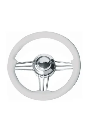 Ruota Timone T14 Bianca Ø 350 mm - Volante 9 Razze in Acciaio Inox Lucidato con Impugnatura in Poliuretano Morbido e Inclinazione 7° Non Perdere