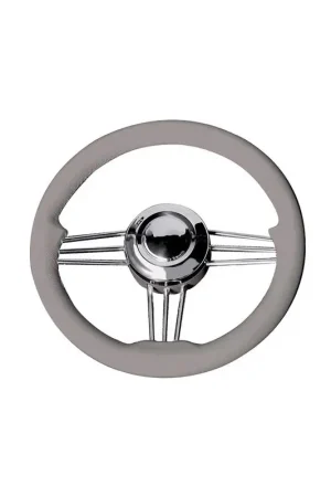 Ruota Timone T14 Grigia Ø 350 mm - Volante a 9 Razze in Acciaio Inox Lucidato, Mozzo in Alluminio con Rivestimento in PU, Impugnatura Morbida e Inclinazione 7° Prezzo Conveniente