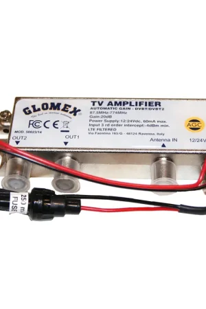 Super Prezzo Amplificatore Nautico Glomex 50023/14 - 12/24V con 1 Ingresso e 2 Uscite per Antenne Nashira AGC TV e AlithA V9125/00